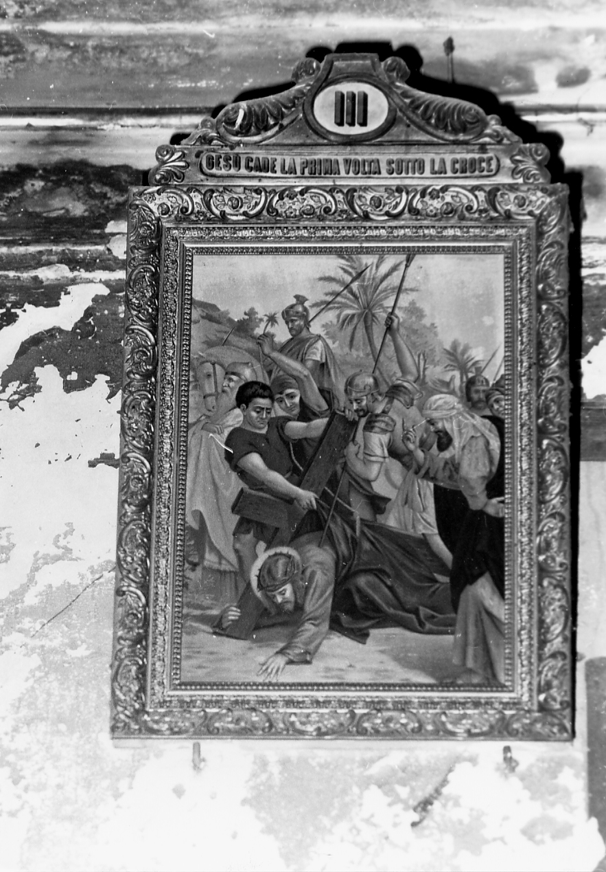 stazione III: Gesù cade sotto la croce la prima volta (Via Crucis) - ambito Italia centrale (sec. XIX)