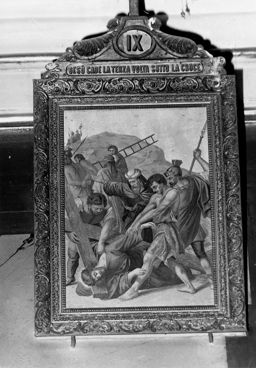 stazione IX: Gesù cade sotto la croce la terza volta (Via Crucis) - ambito Italia centrale (sec. XIX)