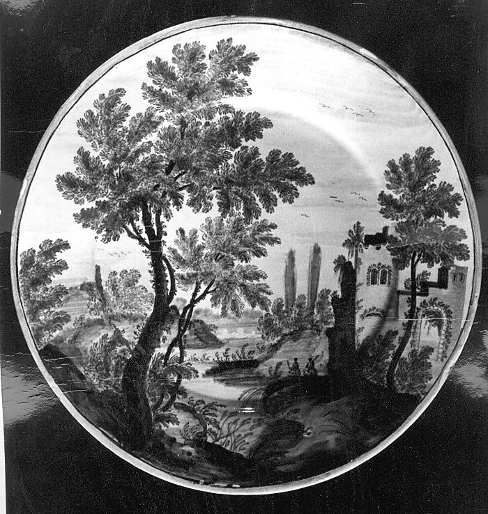 paesaggio (piatto) di Cappelletti Nicola (attribuito) (sec. XVIII)