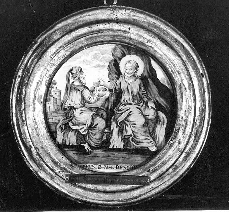 Cristo nel deserto (piattello) di Gentili Berardino il Giovane (bottega) (sec. XVIII)