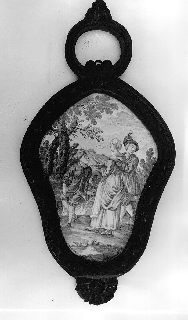paesaggio con figure (mattonella) di Gentili Berardino il Giovane (bottega) (fine/inizio secc. XVIII/ XIX)