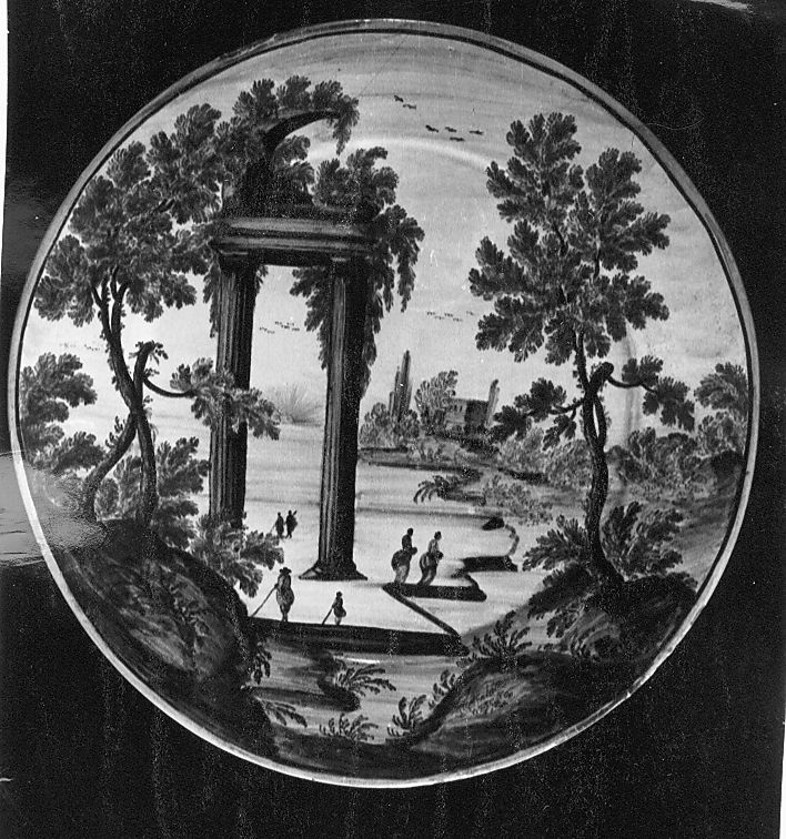 paesaggio (piatto) di Cappelletti Nicola (attribuito) (sec. XVIII)
