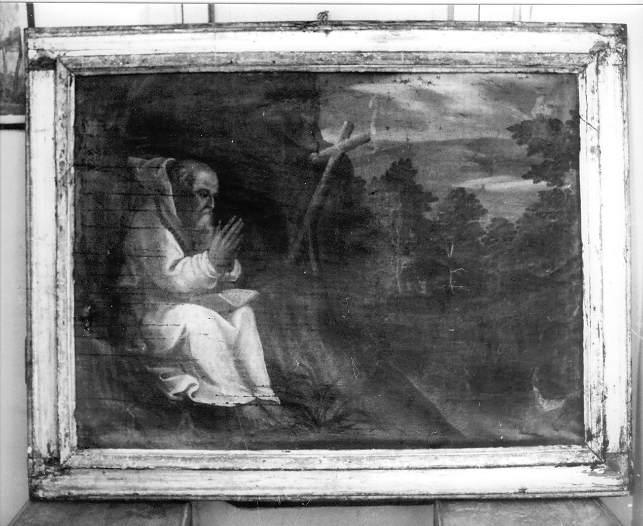 paesaggio con eremita (dipinto) - ambito emiliano (metà sec. XVII)
