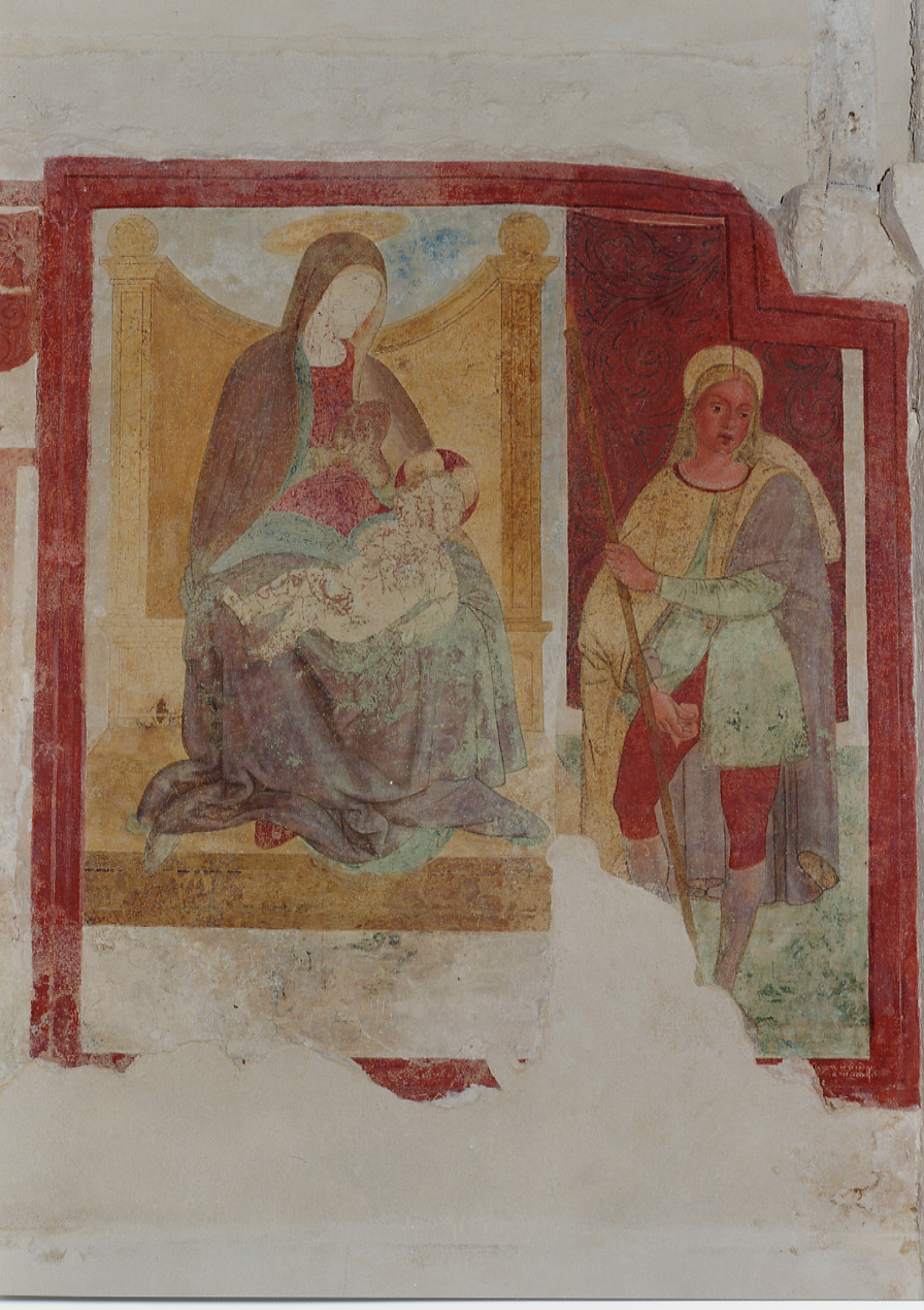 Madonna in trono e San Rocco, Madonna in trono e San Rocco (dipinto, opera isolata) - ambito Italia centrale (sec. XVI)
