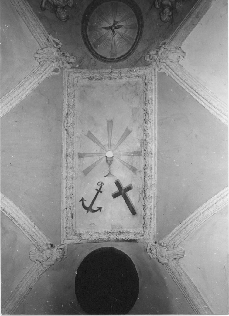 calice eucaristico con ancora e croce (dipinto) - ambito italiano (sec. I)