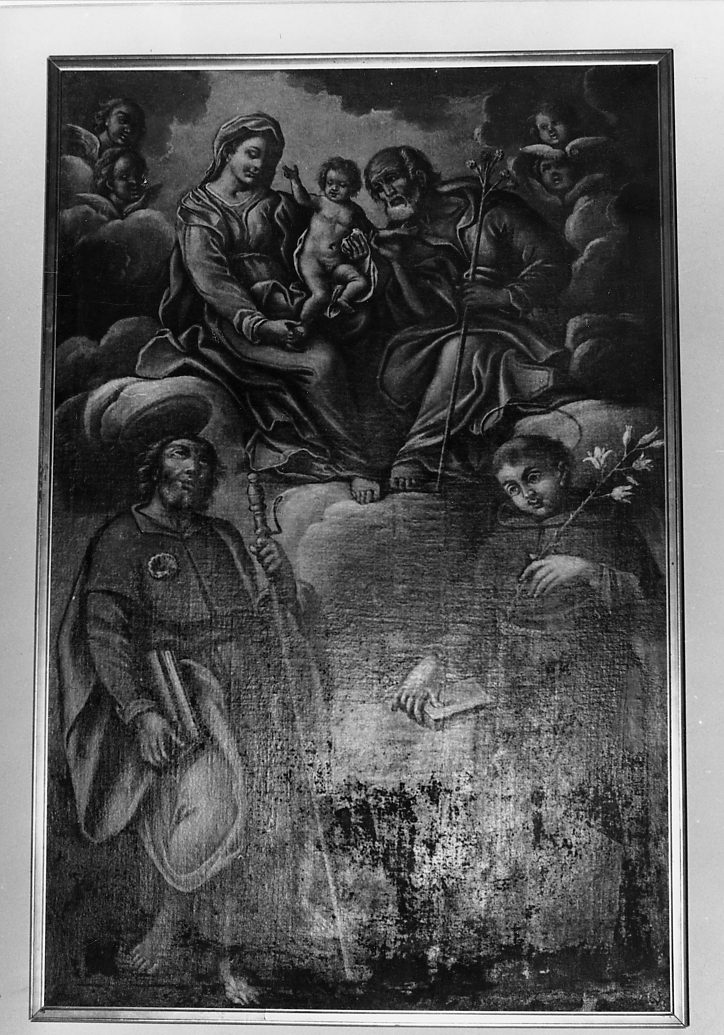 SACRA FAMIGLIA CON SAN GIACOMO E SANT'ANTONIO DA PADOVA (dipinto) - ambito Italia centrale (sec. XVIII)