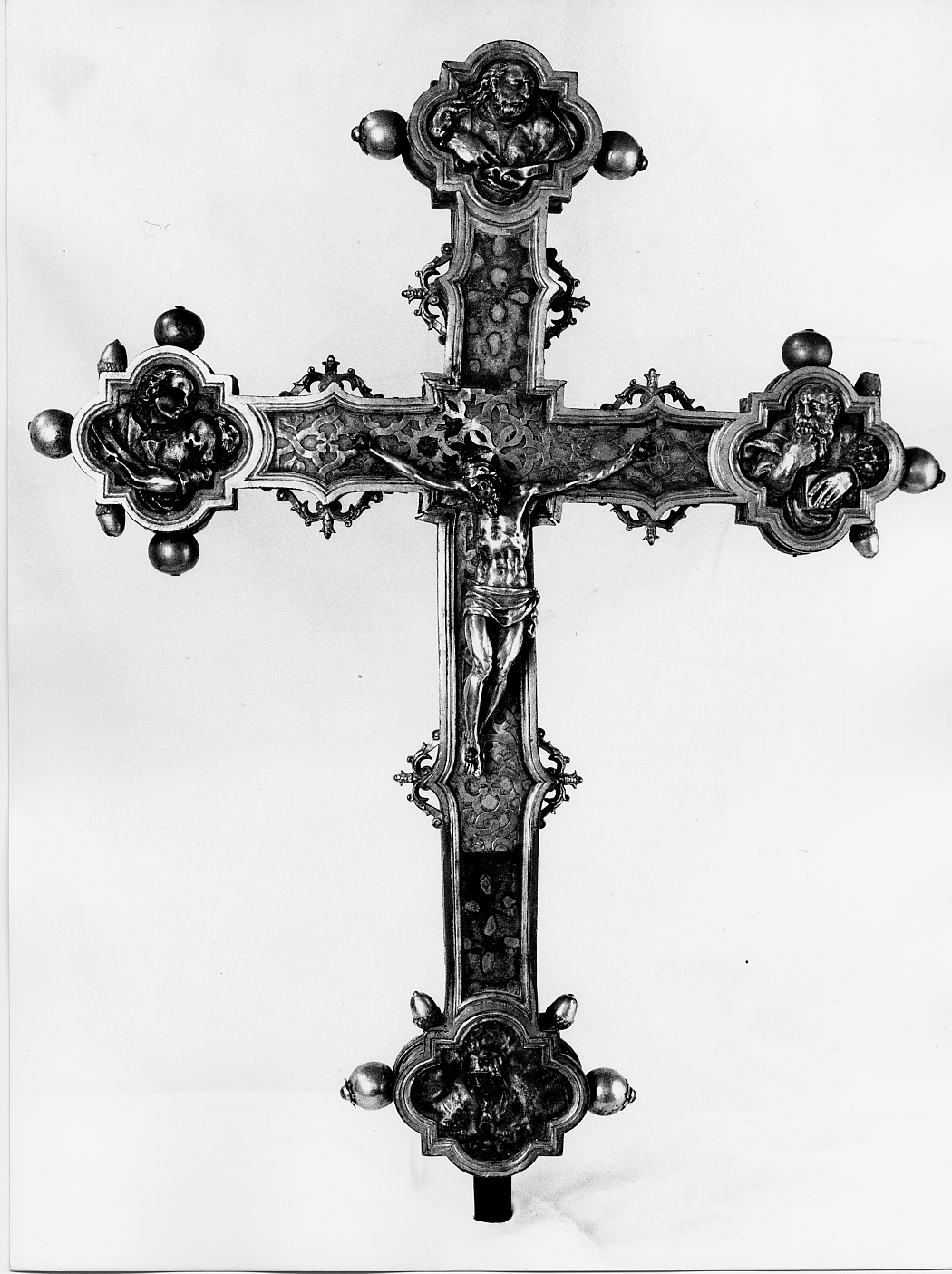 croce processionale, opera isolata - bottega Italia centrale (fine/inizio secc. XVI/ XVII)