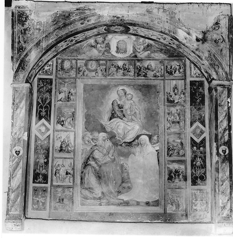 Madonna del Rosario con Santi Domenicani e Misteri del Rosario (dipinto) - ambito Italia centrale (sec. XVI)