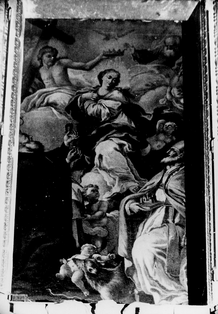 Madonna Incoronata da Gesù e Santi (dipinto, opera isolata) - ambito abruzzese (sec. XVII)