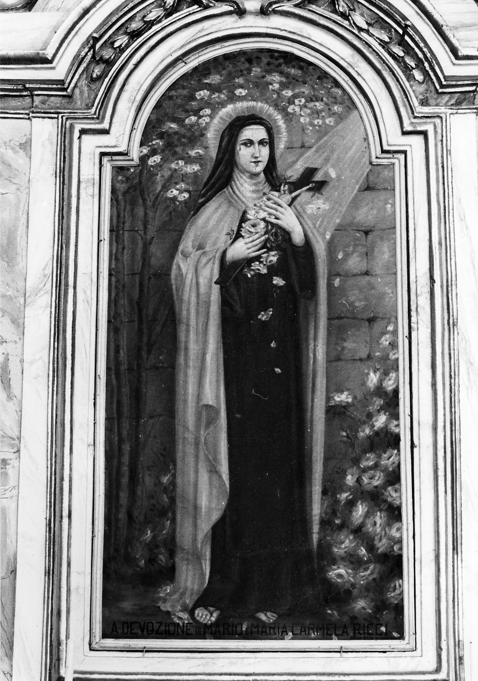 Santa Elisabetta d'Ungheria con rose e crocifisso (dipinto, opera isolata) di Bravo Pasquale (sec. XX)