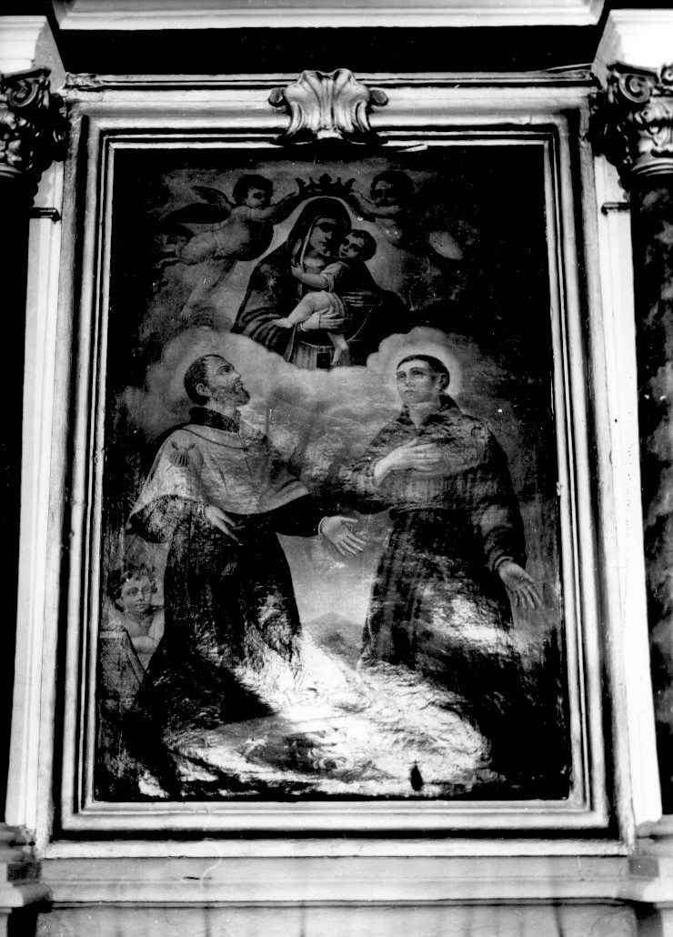 Vergine con Bambino, San Domenico e Sant'Antonio (dipinto, opera isolata) - ambito abruzzese (fine/inizio secc. XVII/ XVIII)