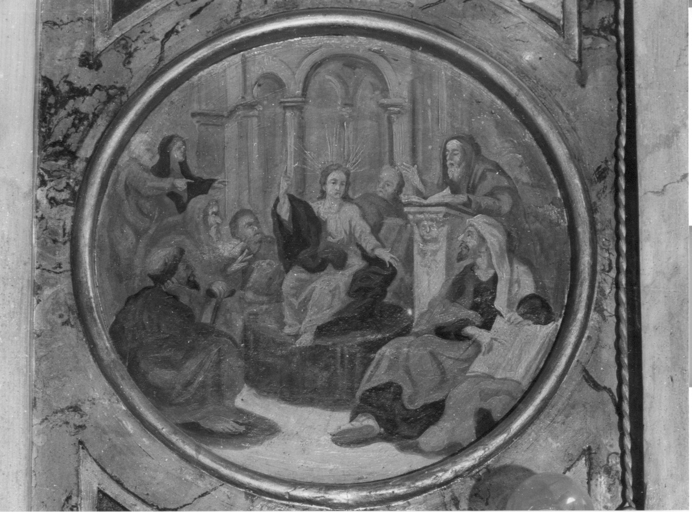 disputa di Gesù con i dottori del tempio (dipinto murale) (sec. XIX)