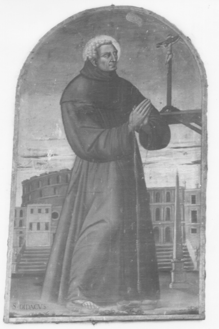 San Diego di Alcalà in meditazione del crocifisso (dipinto, opera isolata) - ambito Italia centrale (sec. XVIII)