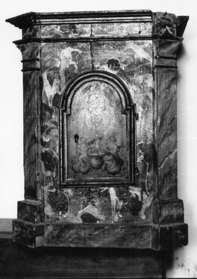 angioletti adoranti il calice eucaristico (tabernacolo, opera isolata) - ambito Italia centrale (sec. XVIII)