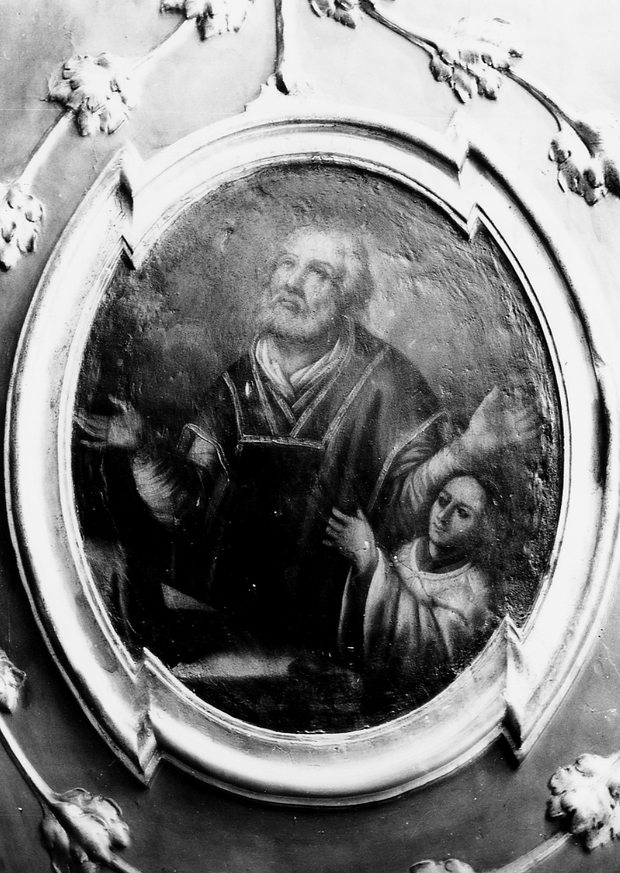 santo orante sorretto da giovane chierico (dipinto, opera isolata) - ambito Italia centrale (sec. XVIII)