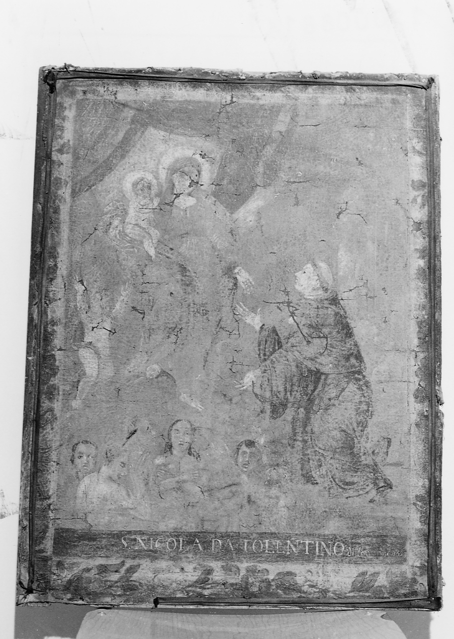 San Nicola da Tolentino intercede presso la Madonna per le anime del purgatorio (dipinto, opera isolata) - ambito Italia centrale (sec. XIX)