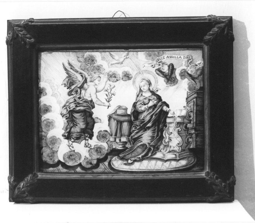 Annunciazione (mattonella) di Gentile Aniello (bottega) (secc. XVII/ XVIII)