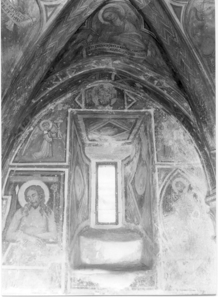 Hecce Homo,angeli oranti e Santo (dipinto, opera isolata) - ambito abruzzese (sec. XV)