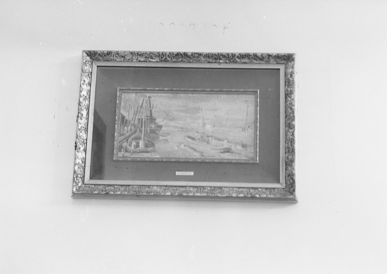 barche sul fiume (dipinto) di Cascella Tommaso (attribuito) (sec. XX)