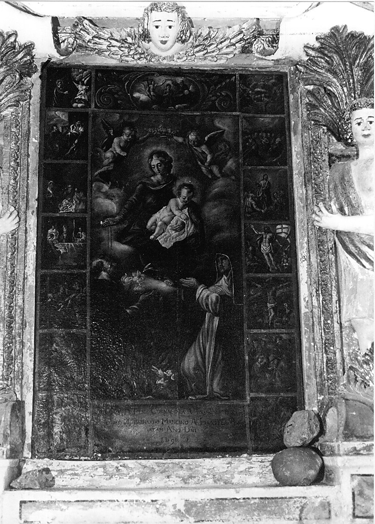 Madonna del Rosario fra Sant'Antonio e Rosa da Lima (dipinto) - ambito abruzzese (sec. XVII)