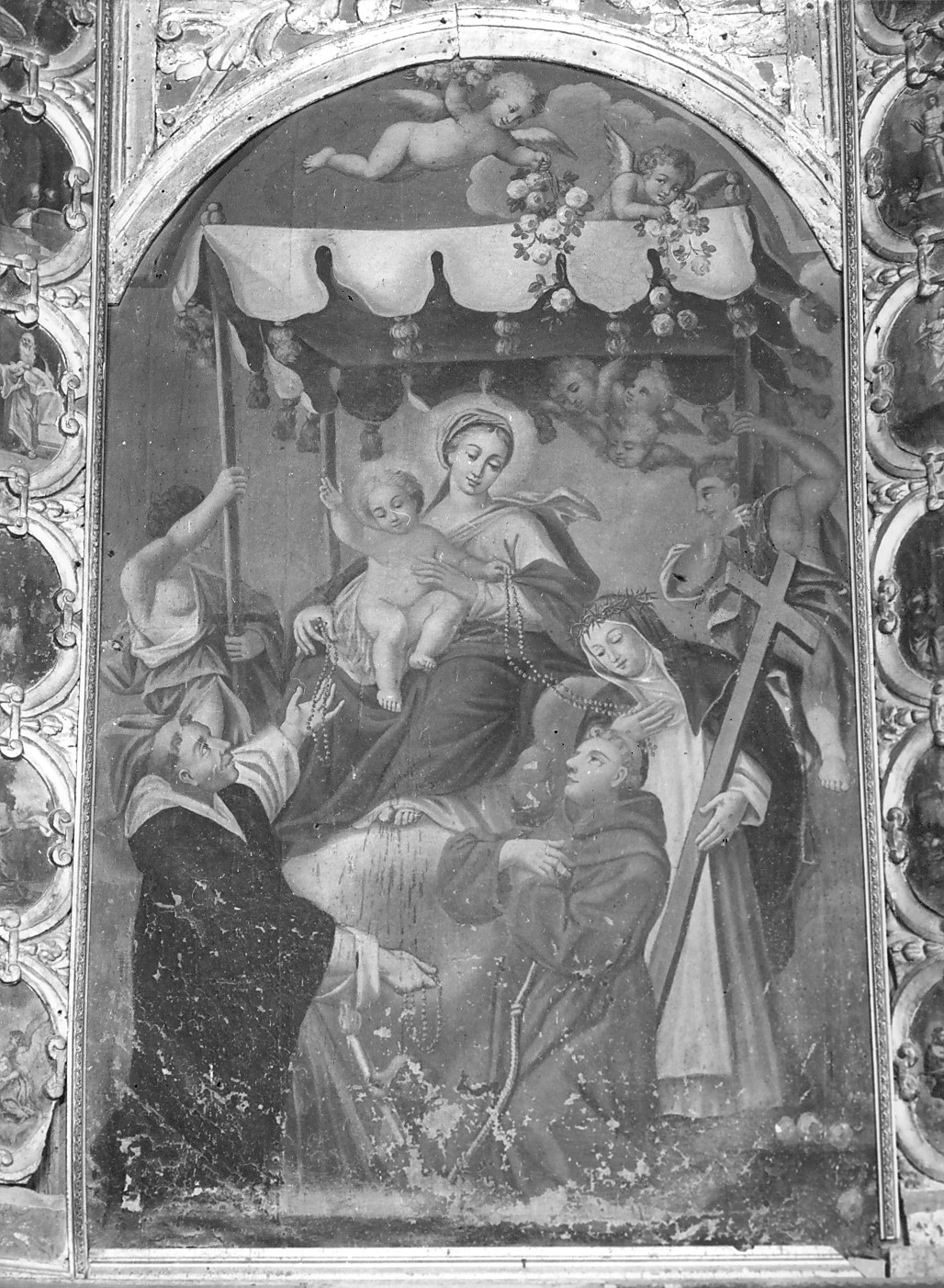 Madonna del Rosario e i 15 Misteri (dipinto, opera isolata) - ambito abruzzese (seconda metà sec. XVII)