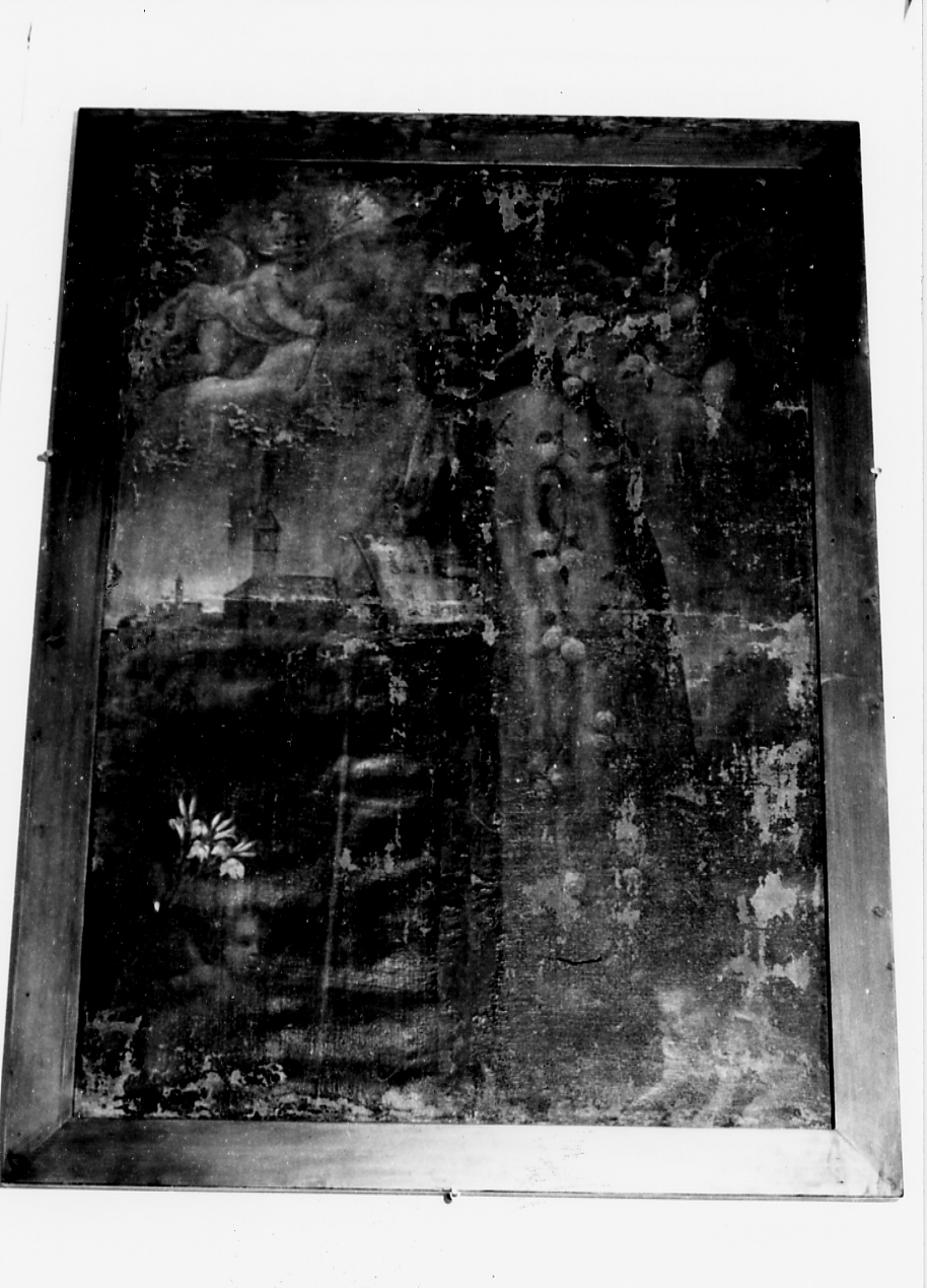 San Gilberto di Sempingham e angioletti con simboli (dipinto, opera isolata) di Bellomo Pasquale (attribuito) (sec. XVIII)