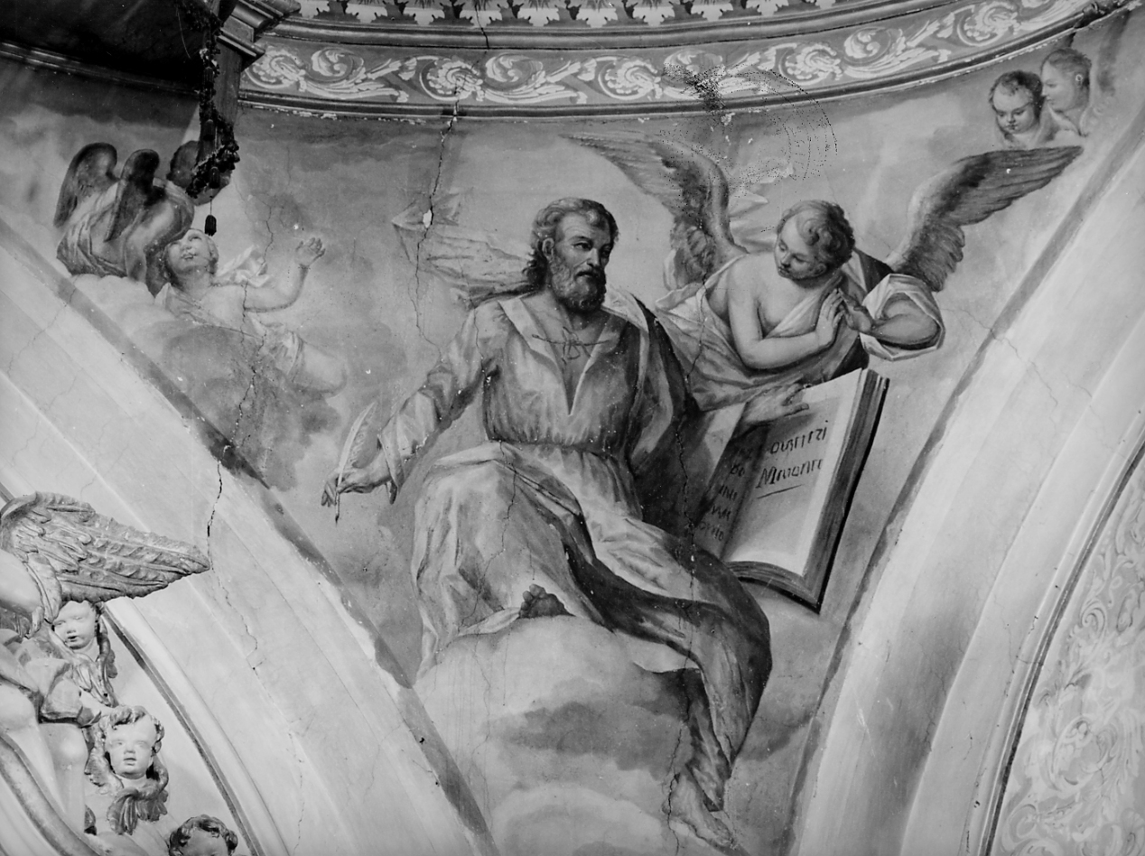 San Matteo scrive il vangelo ispirato dall'angelo (dipinto) - ambito Italia centrale (sec. XIX)
