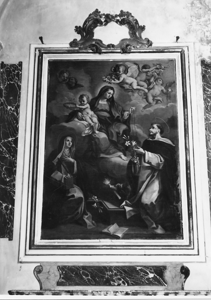 Madonna del Rosario con San Domenico e Santa Caterina da Siena (dipinto) - ambito Italia centrale (sec. XVIII)