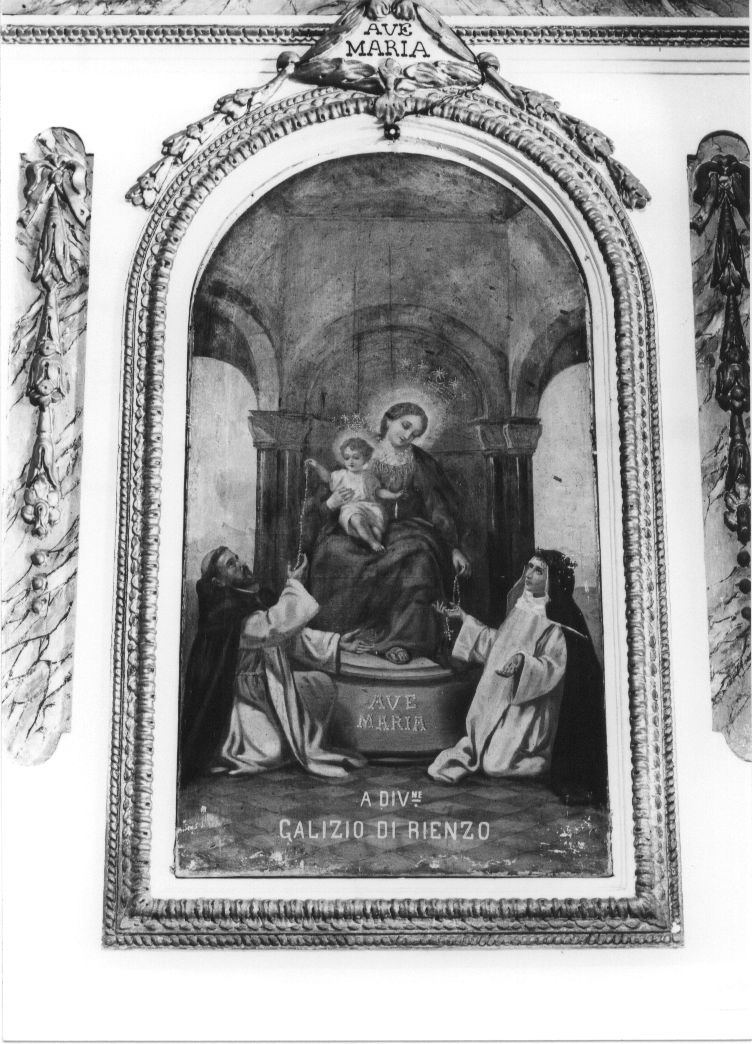 Madonna con bambino tra San Domenico e Santa Caterina (dipinto, opera isolata) - ambito italiano (sec. XX)