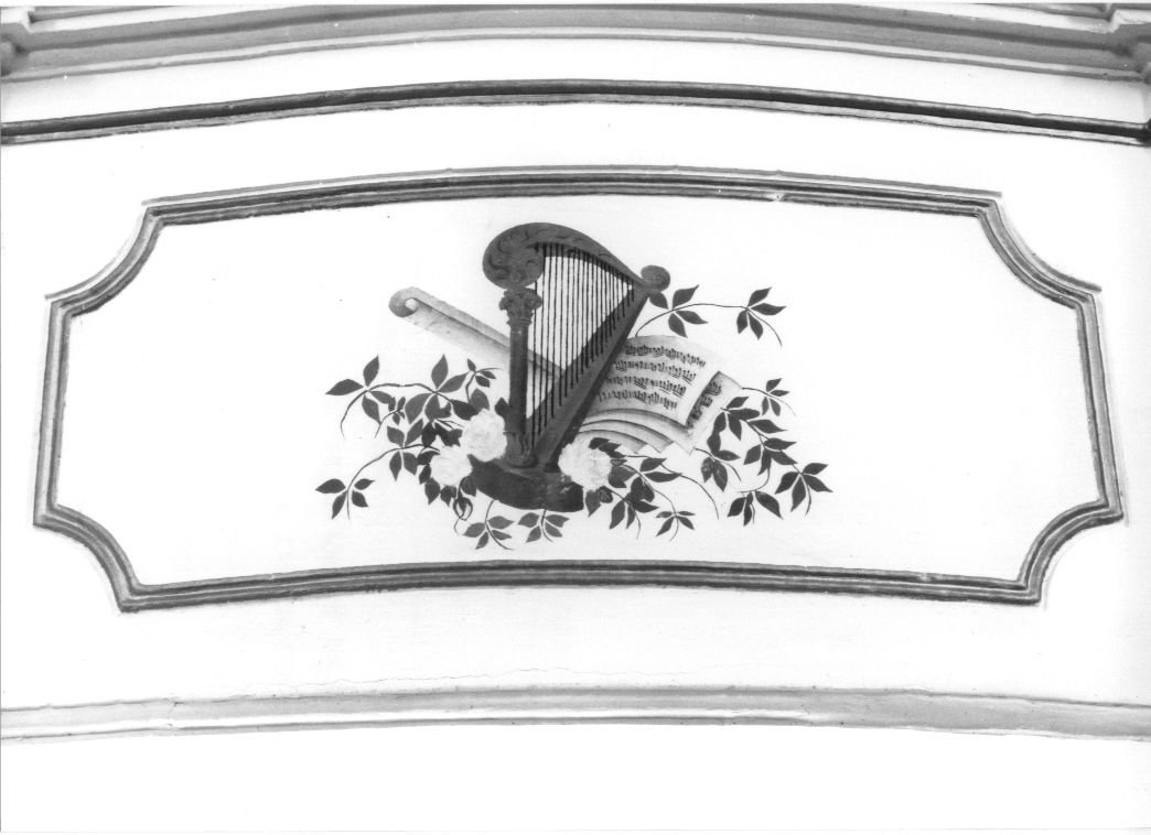 natura morta con arpa (decorazione pittorica, serie) - ambito italiano (sec. XX)