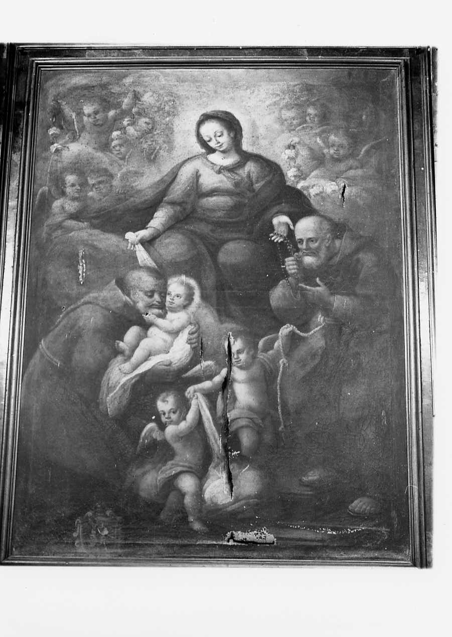 San Francesco d'Assisi riceve Gesù Bambino dalla Madonna alla presenza di San Felice di Cantalice (dipinto, elemento d'insieme) - ambito abruzzese (sec. XVII)