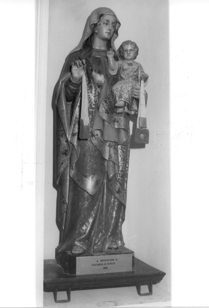 Madonna del Carmine con bambino, Madonna del Carmelo (gruppo scultoreo, opera isolata) - bottega abruzzese (sec. XIX)