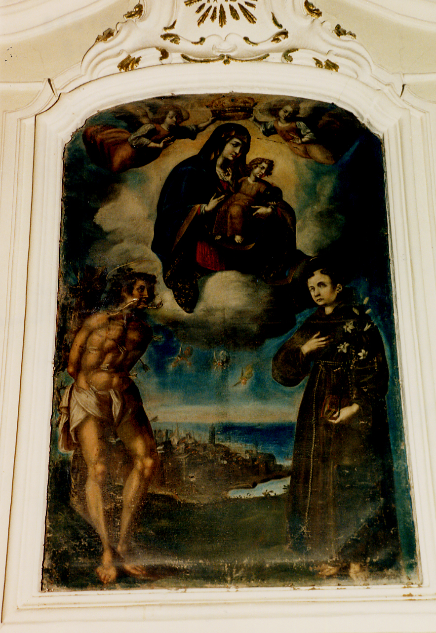 Madonna del Carmelo con San Sebastiano e San Antonio da Padova (dipinto) - ambito napoletano (fine sec. XVI)