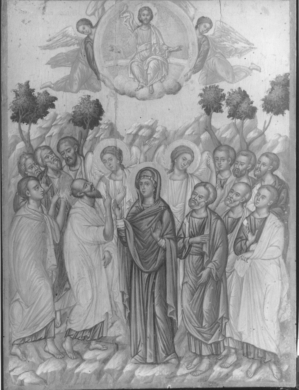 Ascensione, apparizione di Cristo agli apostoli sul monte degli Ulivi (icona) di Karusos Eustathios (attribuito) (terzo quarto sec. XVIII)