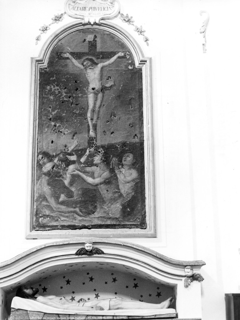 Il Crocifisso e le anime purganti (dipinto) - ambito Italia centrale (sec. XVII)
