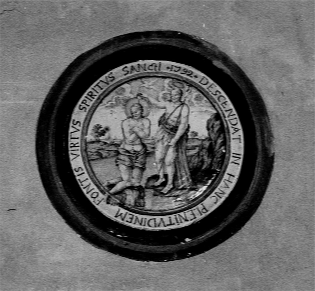 Battesimo di Cristo (medaglione) di Gentili Berardino il Giovane (bottega) (sec. XVIII)