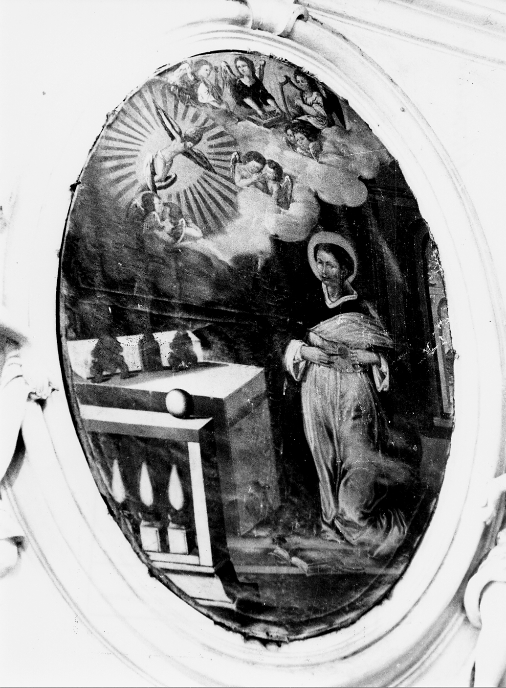APPARIZIONE DI CRISTO CROCIFISSO AD UN SANTO DOMENICANO (dipinto) - ambito abruzzese (sec. XVIII)