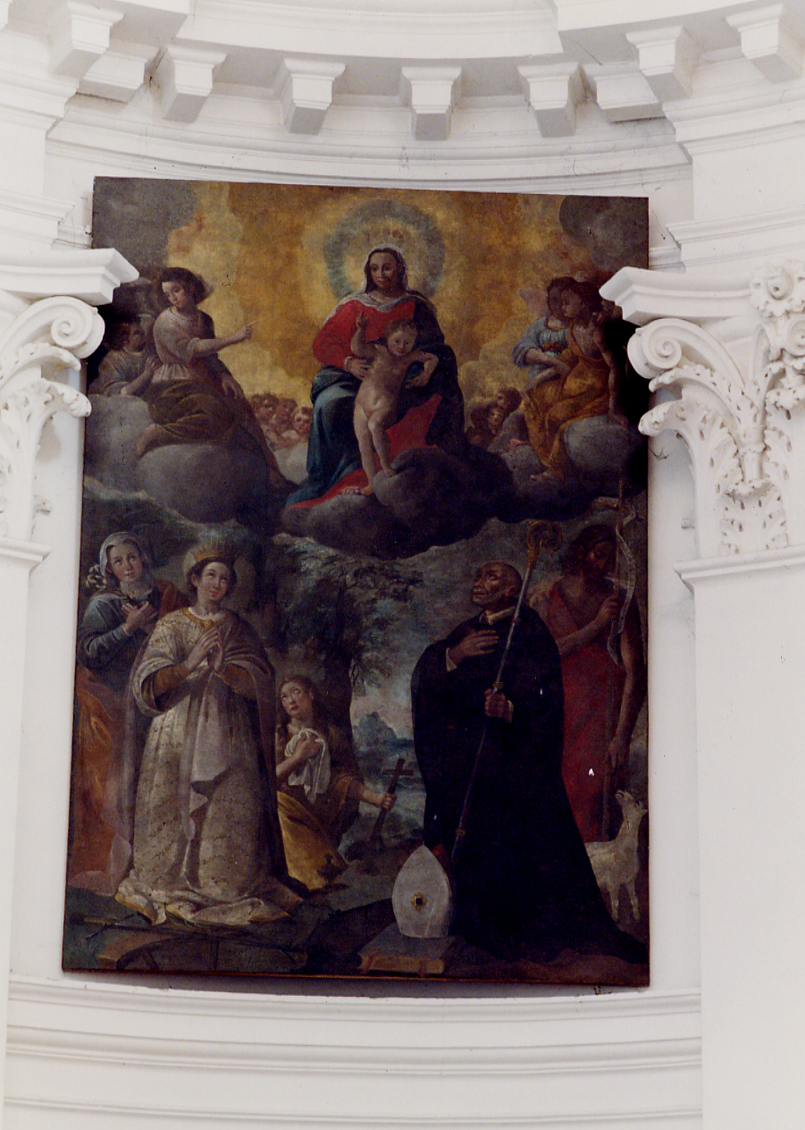 MADONNA CON BAMBINO IN GLORIA E SANTI (dipinto) - ambito abruzzese (secc. XVII/ XVIII)