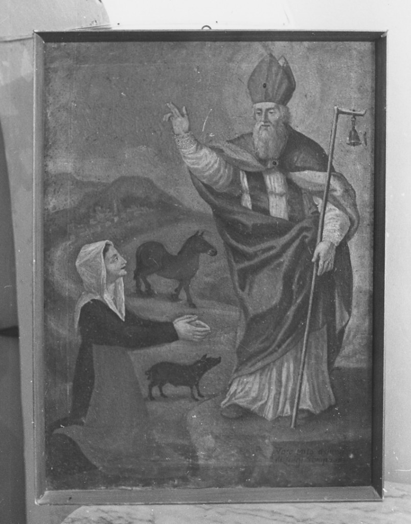 Santo Vescovo Benedicente (dipinto) di Napoleoni C (sec. XIX)