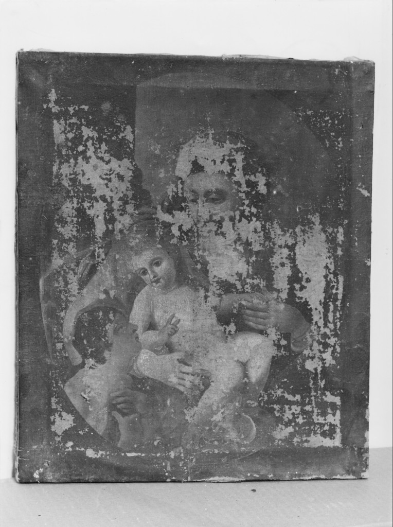 Madonna con Bambino e figura orante (dipinto) - ambito dell'Italia centrale (sec. XVII)