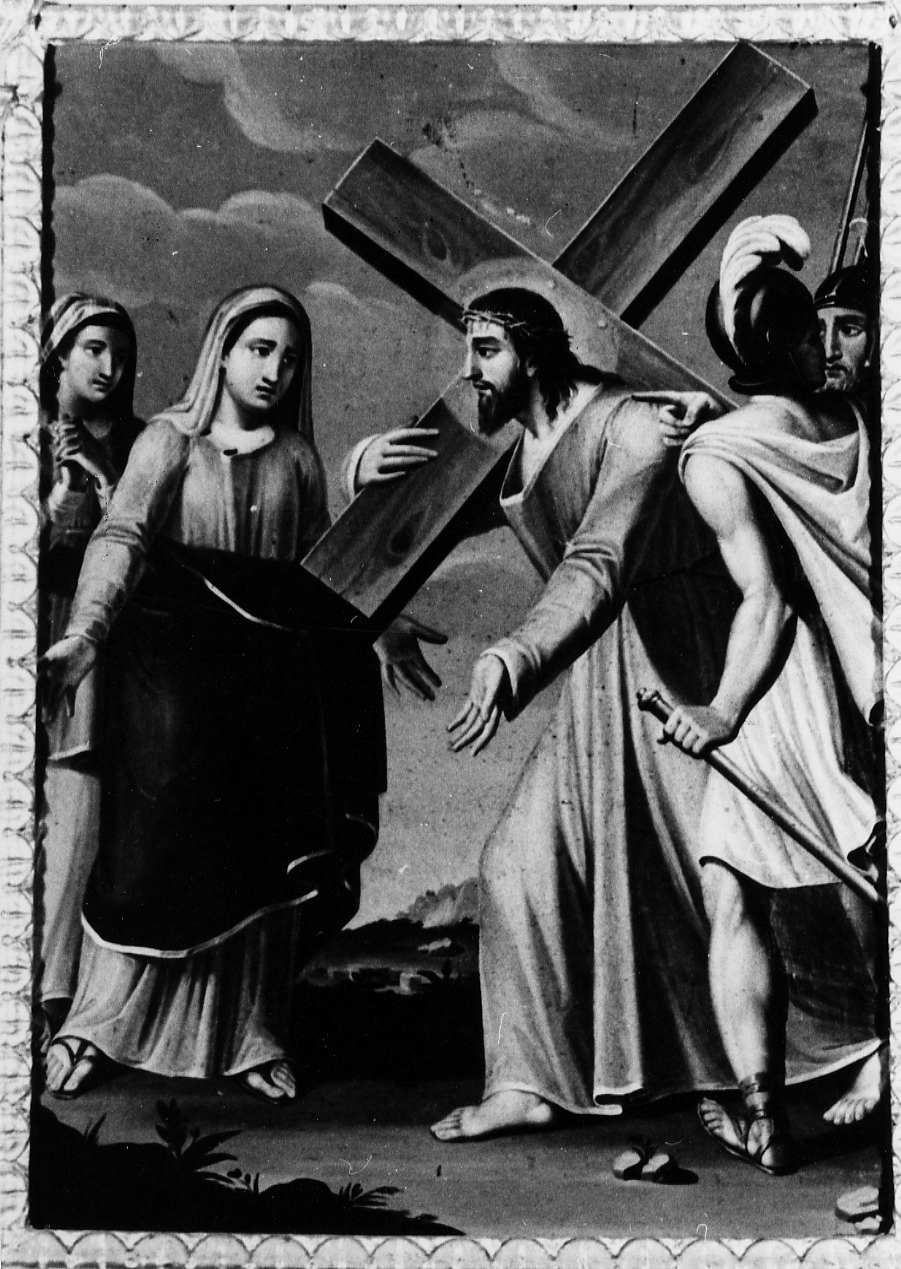 STAZIONE IV: GESU' INCONTRA LA MADONNA (dipinto, serie) di De Benedictis Francesco Maria (sec. XIX)