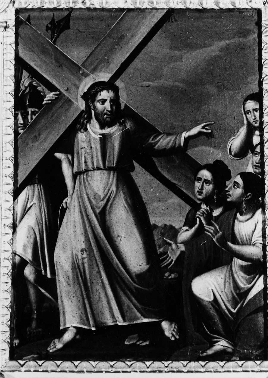 STAZIONE VIII: GESU' CONSOLA LE DONNE DI GERUSALEMME (dipinto, serie) di De Benedictis Francesco Maria (sec. XIX)