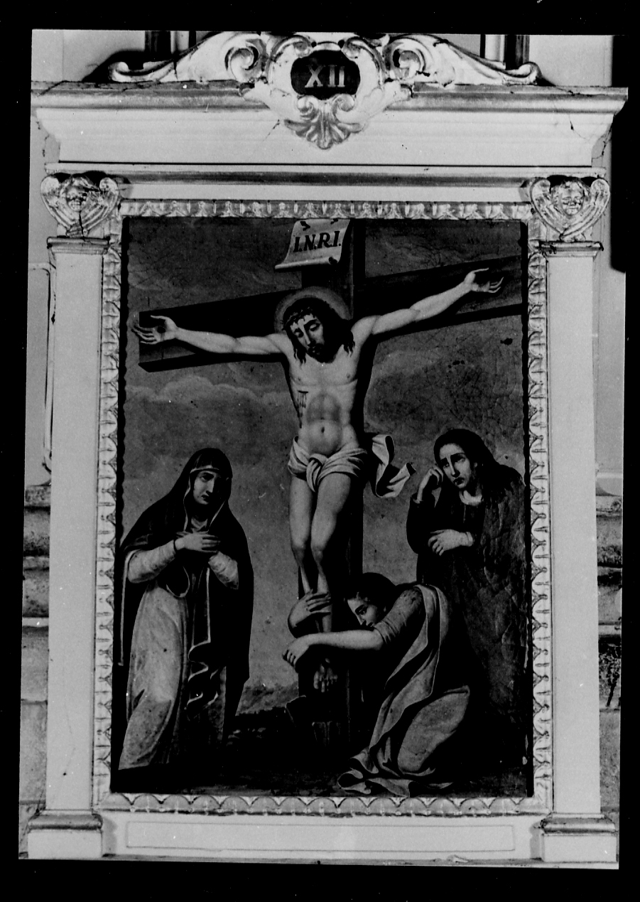 STAZIONE XII: GESU' INNALZATO E MORTO IN CROCE (dipinto, serie) di De Benedictis Francesco Maria (sec. XIX)