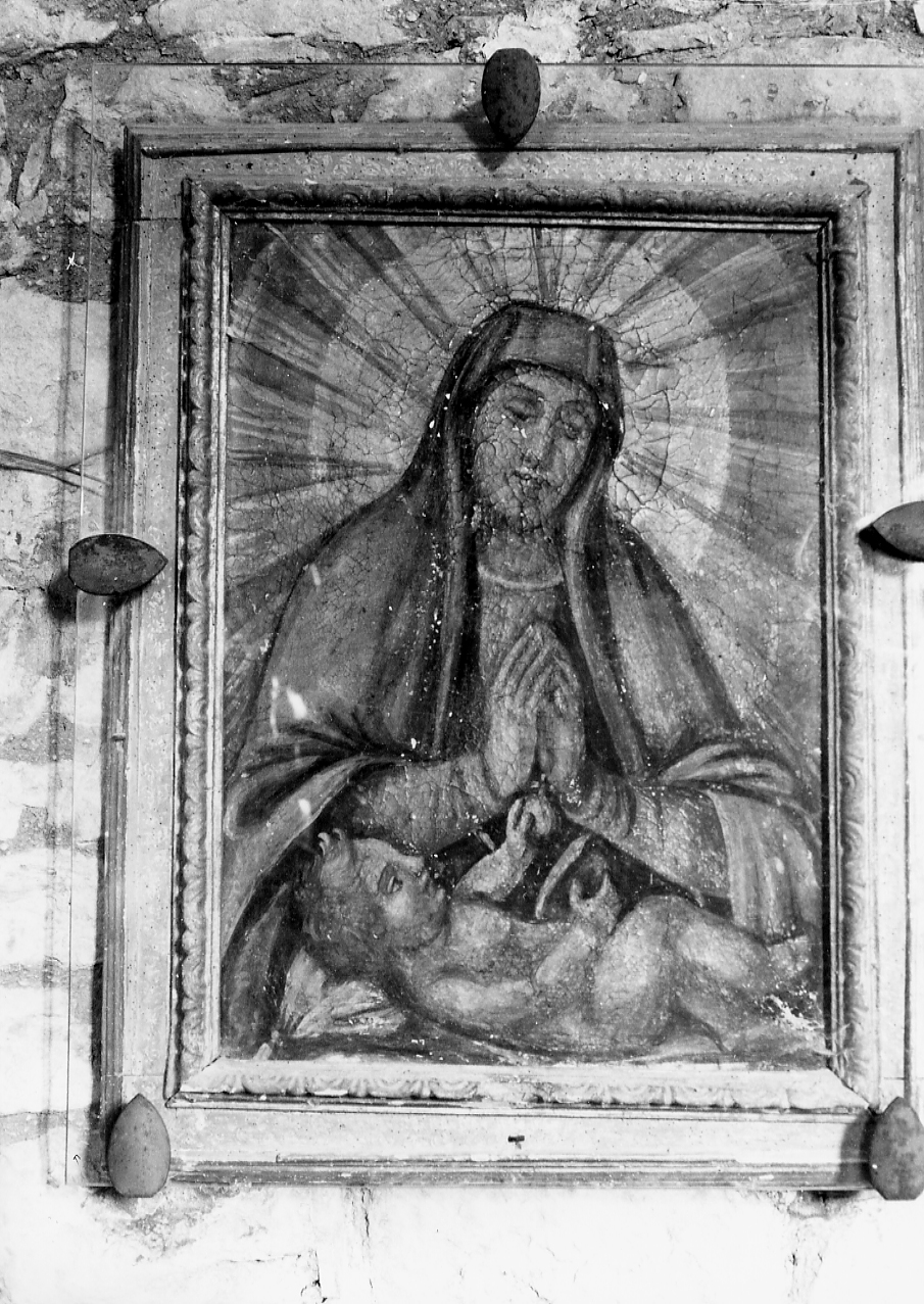 MADONNA IN ADORAZIONE DEL BAMBINO (dipinto) - ambito abruzzese (sec. XVII)