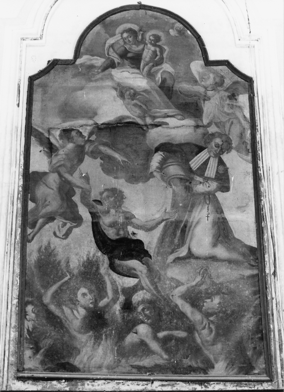 MADONNA CHE INTERCEDE PER LE ANIME DEL PURGATORIO (dipinto) - ambito abruzzese (sec. XIX)