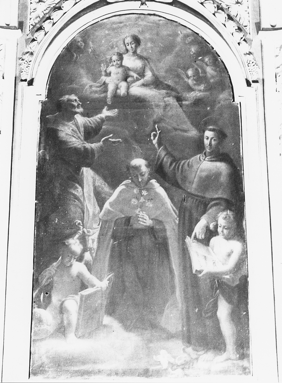 MADONNA CON BAMBINO, SAN SPIRIDIONE, IL BEATO ANGIOLO MAZZINGHI E SANT'ANTONIO DA PADOVA (dipinto) - ambito Italia centrale (sec. XVIII)
