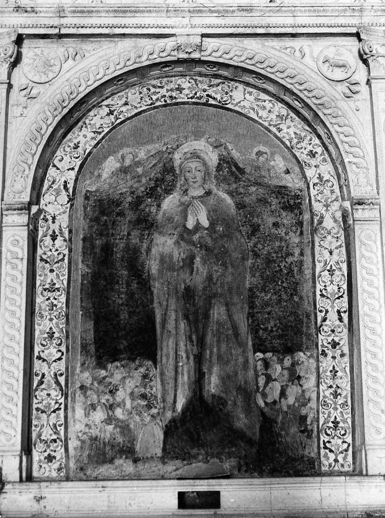 Madonna con personaggi che implorano il suo aiuto (dipinto) - ambito Italia centrale (sec. XVI)