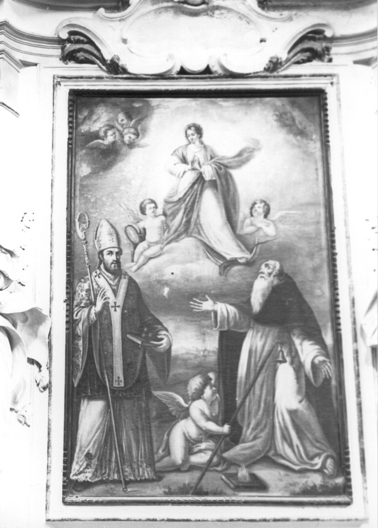 L'Immacolata con S. Nicola di Bari e S. Antonio Abate, Madonna Immacolata e Santi (dipinto, opera isolata) - ambito abruzzese (sec. XVIII)