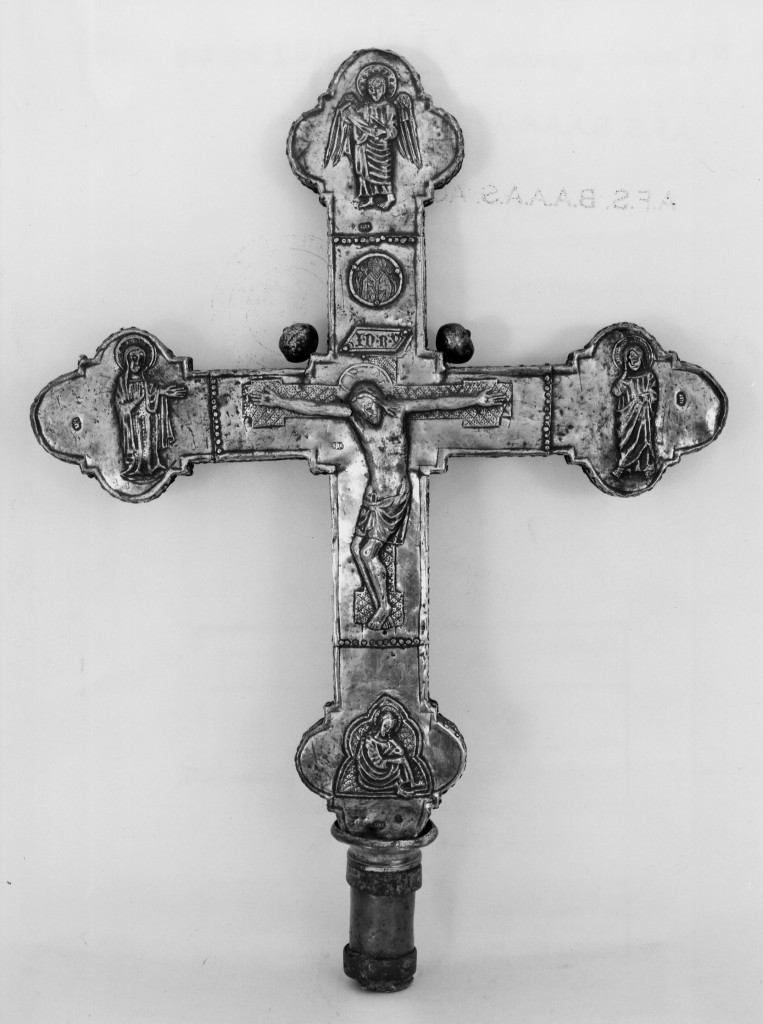 Cristo crocifisso, la Madonna, San Giovanni Evangelista, Adamo e angelo (croce processionale) - ambito sulmonese (sec. XIV)