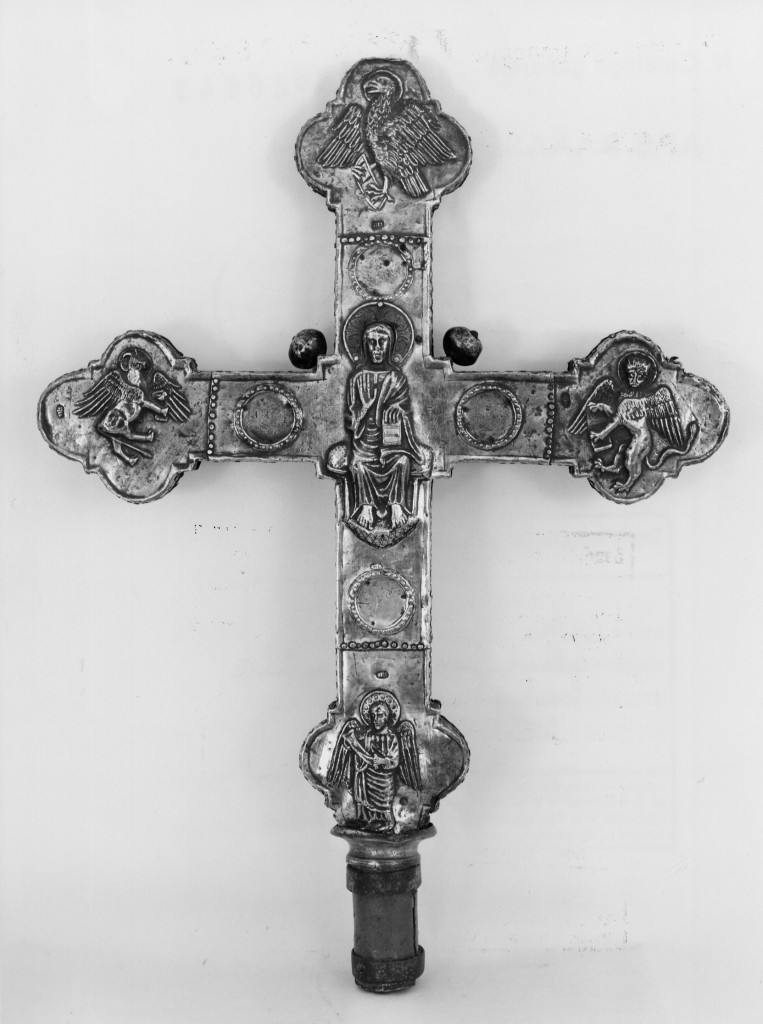 Cristo benedicente e simboli degli Evangelisti (croce processionale) - ambito sulmonese (sec. XIV)
